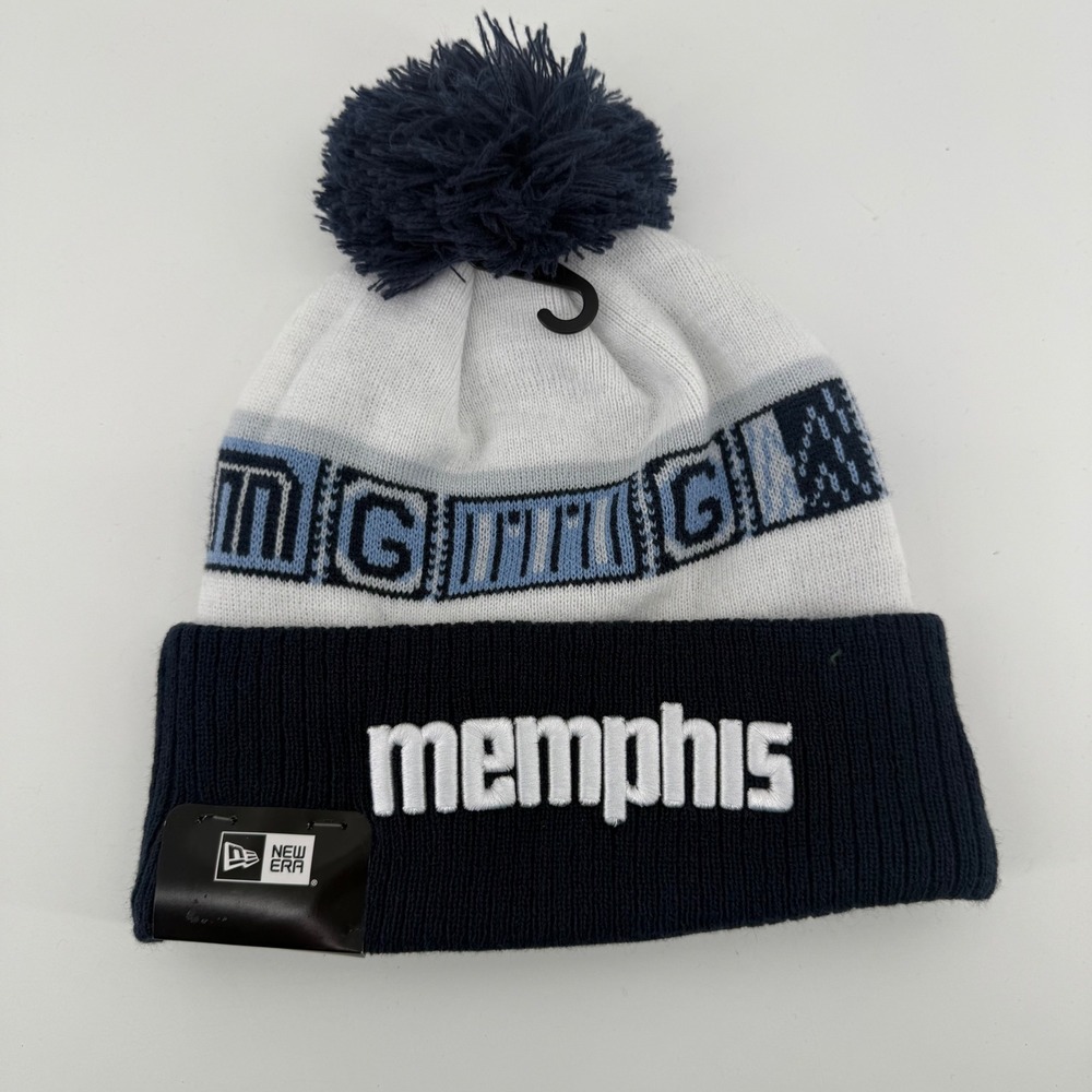 New Era Memphis Grizzlies NBA Cuffed Knit Pom Beanie Hat Navy White 60761670